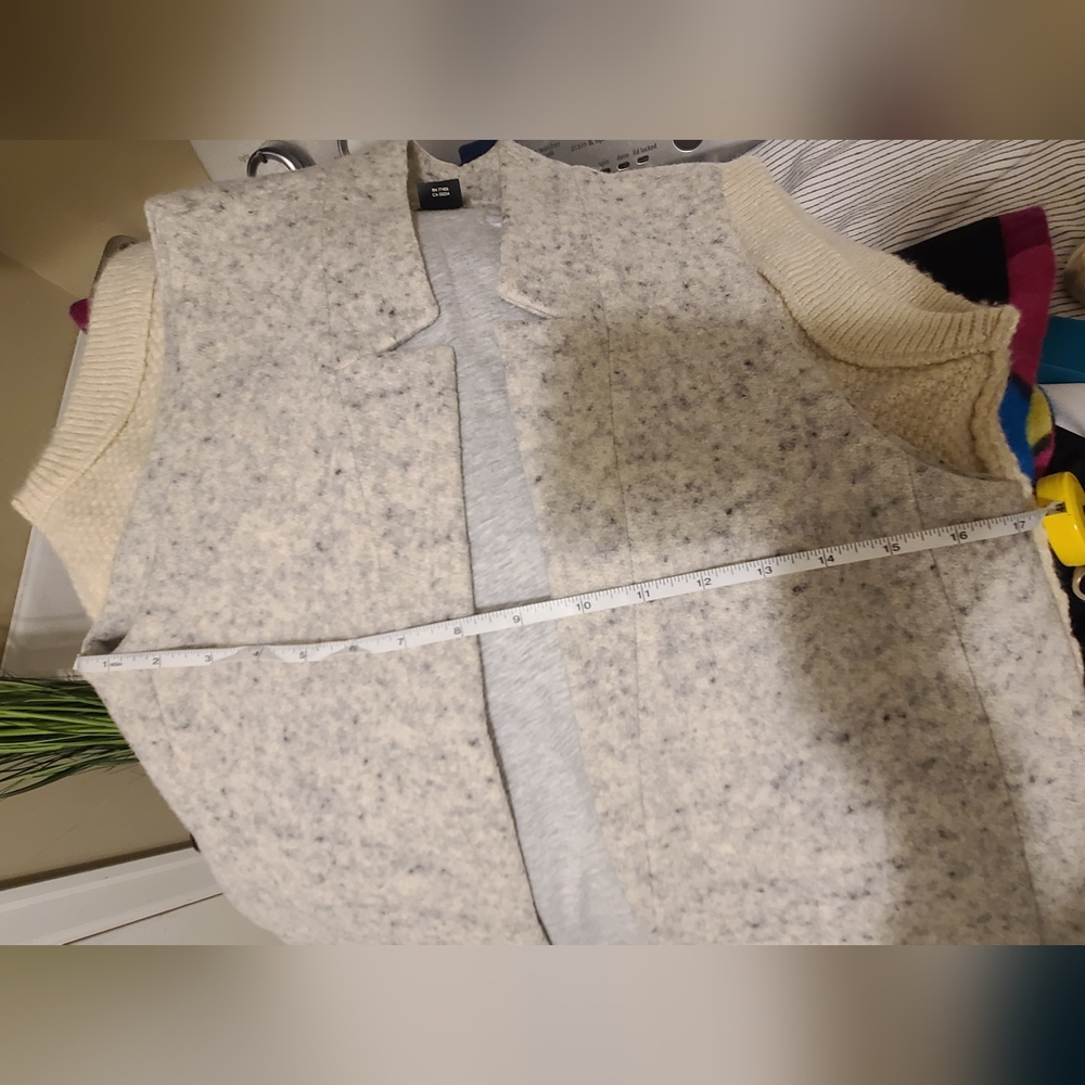 Club Monaco Wool Blend Tweed Open- Front Vest Gray Specked Size XS - Picture 10 of 13